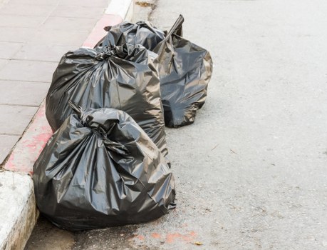 Construction site with waste materials being cleared