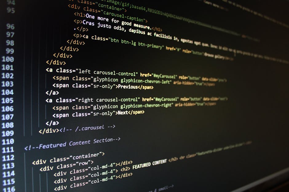 The image displays a close-up view of a computer screen with a web page containing HTML code. The code includes tags and attributes such as <login_form>, class names like 'dError1', and a status indic